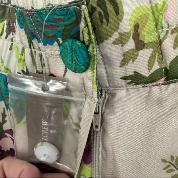J CREW Collection Pull On Crop Pant in Ratti Leafy Floral Satin Flowy Size 0 - Picture 7 of 13